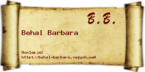 Behal Barbara névjegykártya